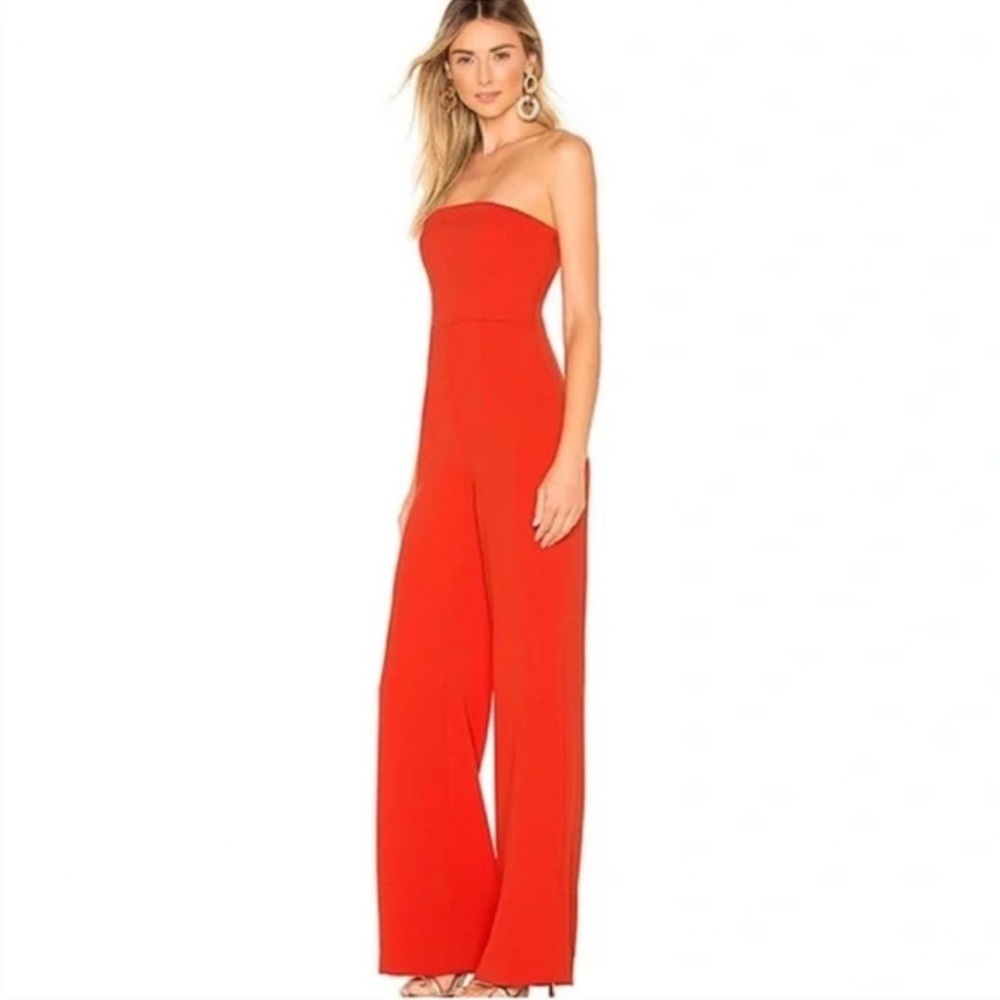 Elegant Red Strapless Jumpsuit